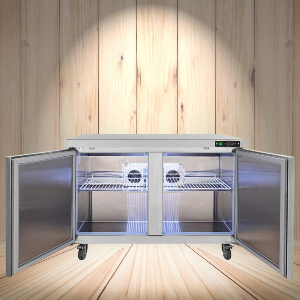 12.9 Cu.Ft 2-Door Commercial Stainless Steel Worktop Undercounter Refrigerator, 48"