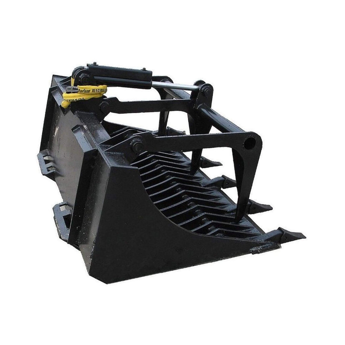 Heavy-Duty 66-Inch Rock Grapple Bucket Tractor Attachment with Tongs