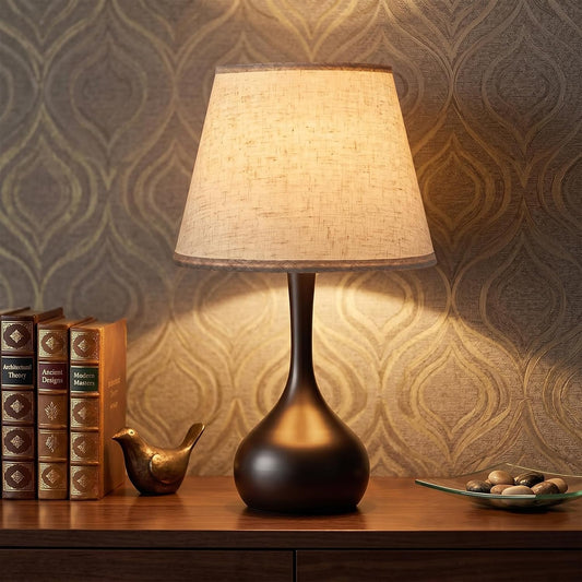 Luminiq Touch Bedside Table Lamp – 3-Way Dimmable with Fabric Shade