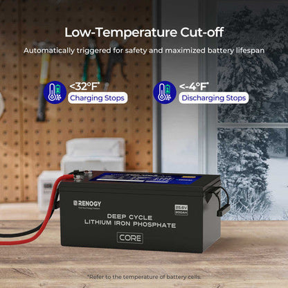 Renogy Deep Cycle 24V 200Ah Core lithium battery with self-heating function