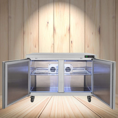 12.9 Cu.Ft 2-Door Commercial Stainless Steel Worktop Undercounter Refrigerator, 48"