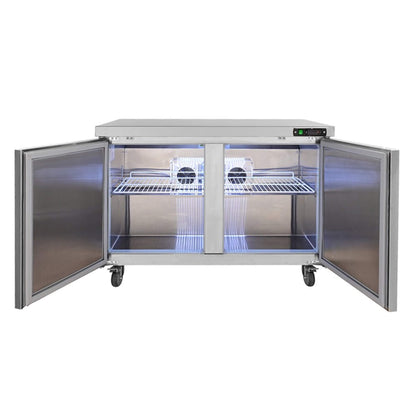 12.9 Cu.Ft 2-Door Commercial Stainless Steel Worktop Undercounter Refrigerator, 48"