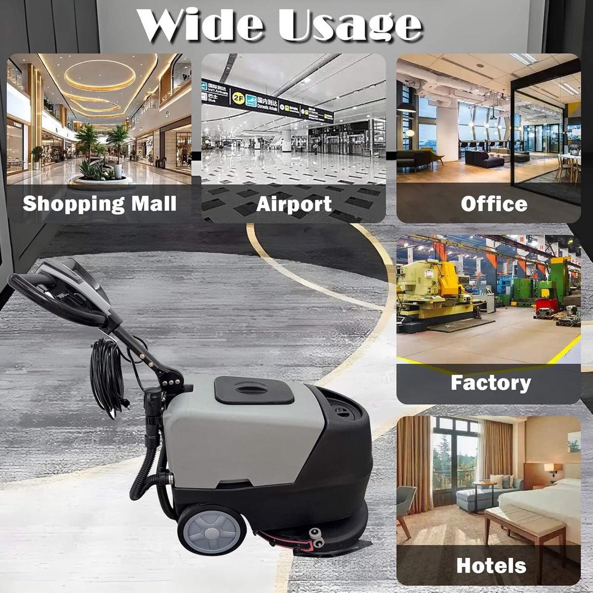 17-Inch 110V Heavy-Duty Commercial Walk-Behind Dual Tank Floor Scrubber