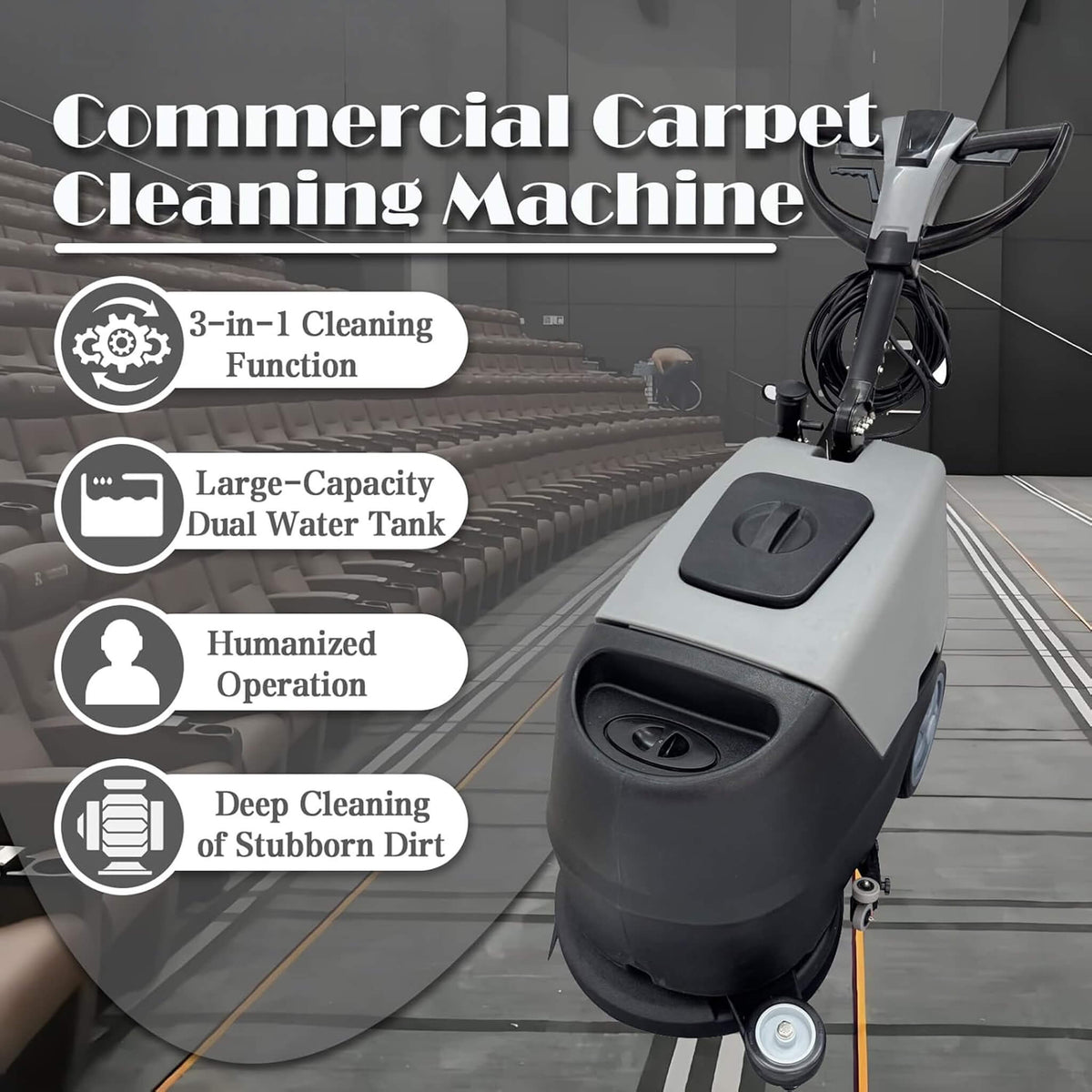 17-Inch 110V Heavy-Duty Commercial Walk-Behind Dual Tank Floor Scrubber