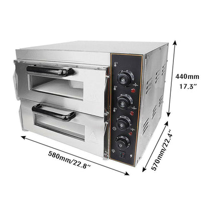 3KW Premium Electric Commercial Stainless Steel Double Deck Pizza Oven