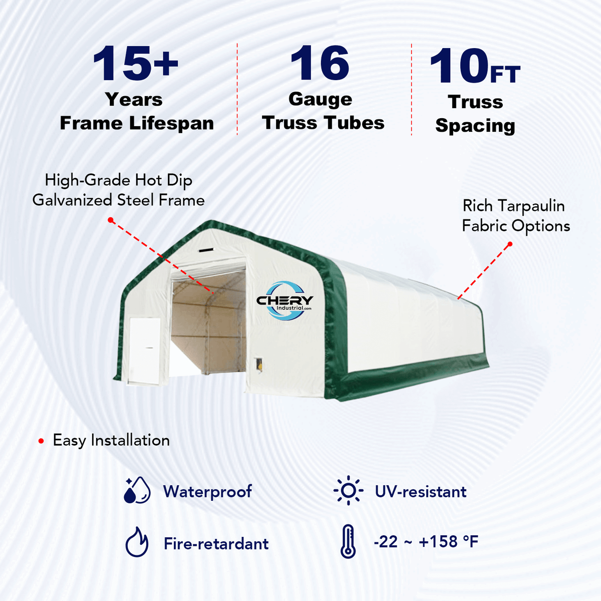 W 30FT x L 80FT x H 20FT Double Truss Storage Shelter