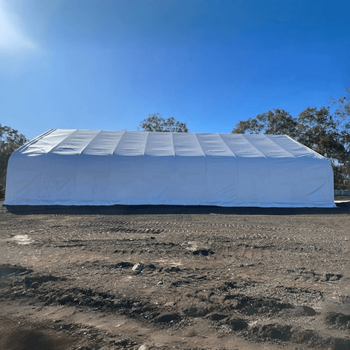 W 70FT x L 120FT x H 28FT Double Truss Storage Shelter