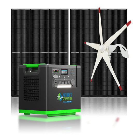 Nature's Generator Lithium 6000 with Solar Panels and Wind Turbine