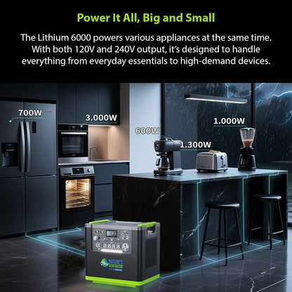Nature's Generator Lithium 6000 with Solar Panel