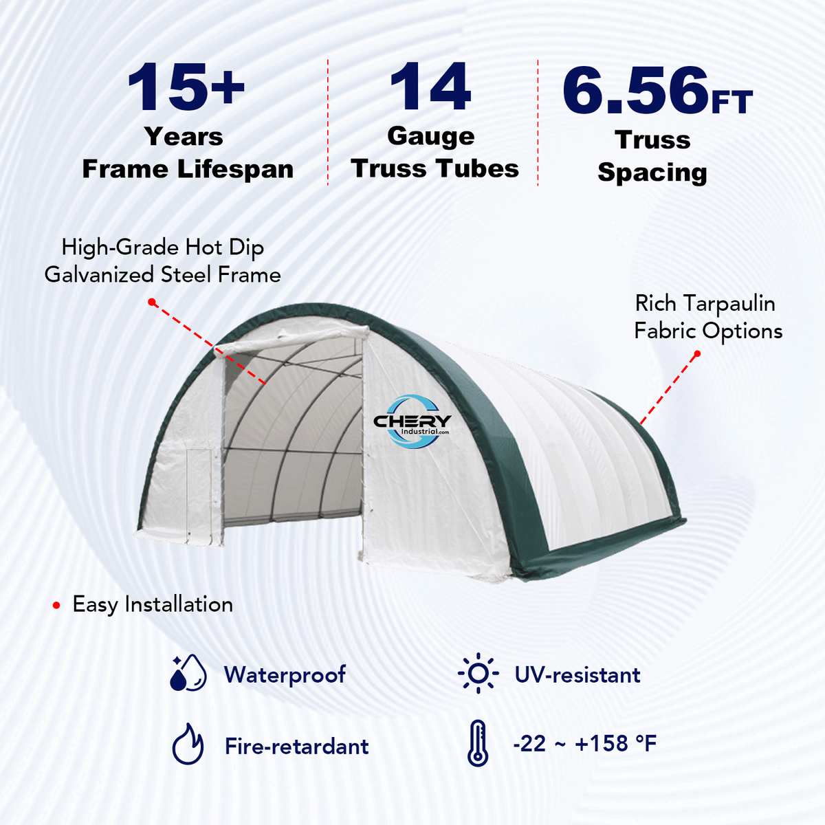 W 40FT x L 80FT x H 20FT Single Truss Arch Storage Shelter