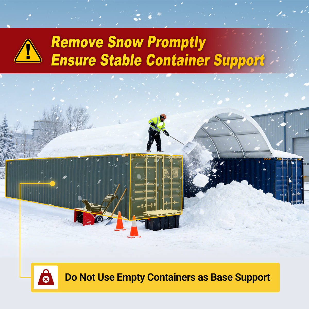 40FT x 40FT x 15FT Container Shelter with Closed Back Panel