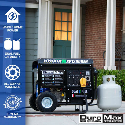 REFURB DuroMax XP12000EH 12,000 Watt Dual Fuel Hybrid Generator (Grade A)