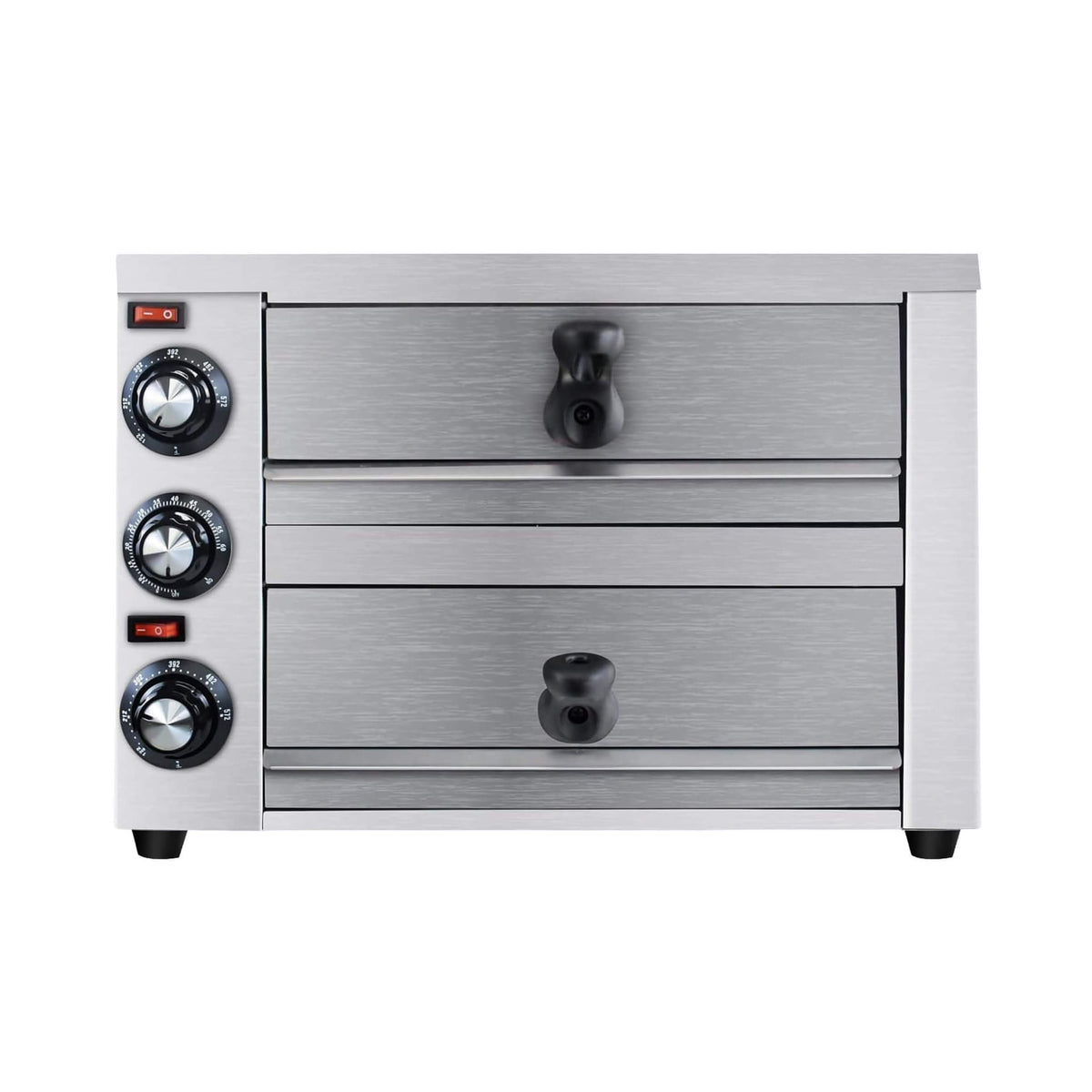 Heavy-Duty 14-Inch Commercial Stainless Steel Electric 2-Tier Tabletop Pizza Oven with Timer