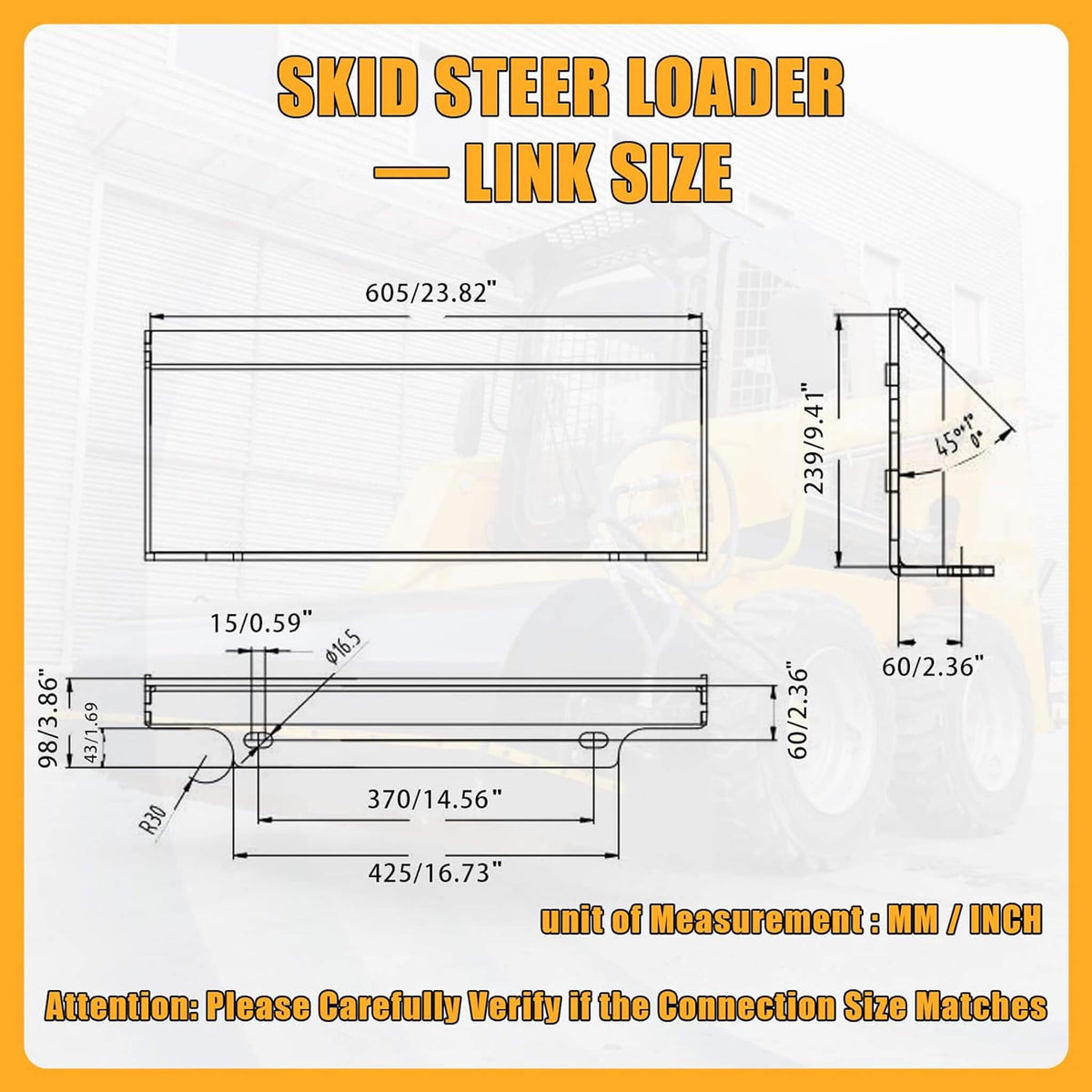 Heavy-Duty 41-Inch Hydraulic Skid Steer Broom Sweeper Attachment with Angle Tilt