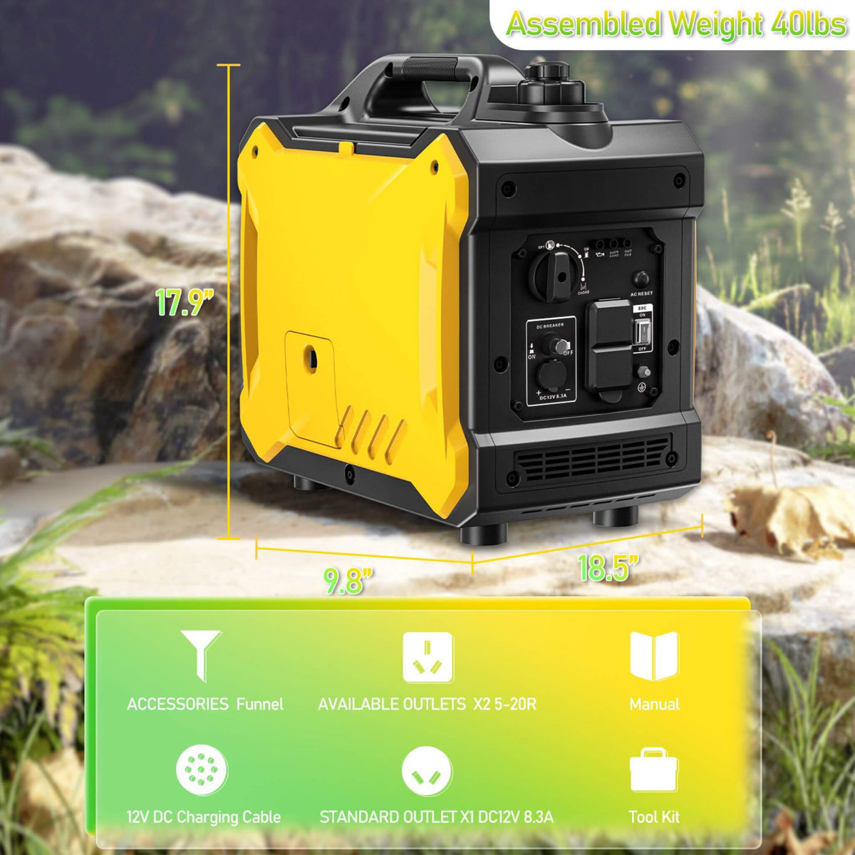 Heavy-Duty 79CC Ultra Quiet 2000W Inverter Portable Gas Generator