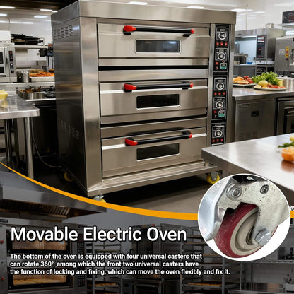 Heavy Duty Commercial Triple Deck 220V 19.8KW Electric Pizza Oven