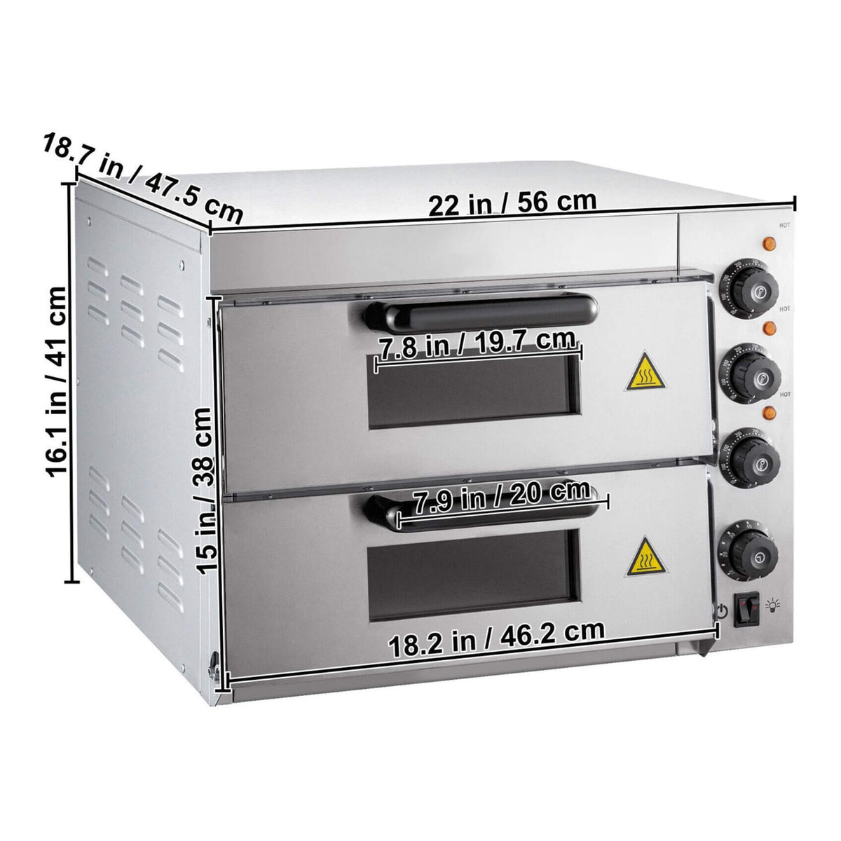 Heavy-Duty Electric Indoor Commercial Countertop Double Deck Pizza Oven 2000W