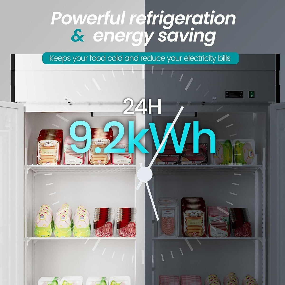 Large Commercial 49 Cu.Ft 2-Door Stainless Steel Reach-In Refrigerator With OmniSmart Temperature Control