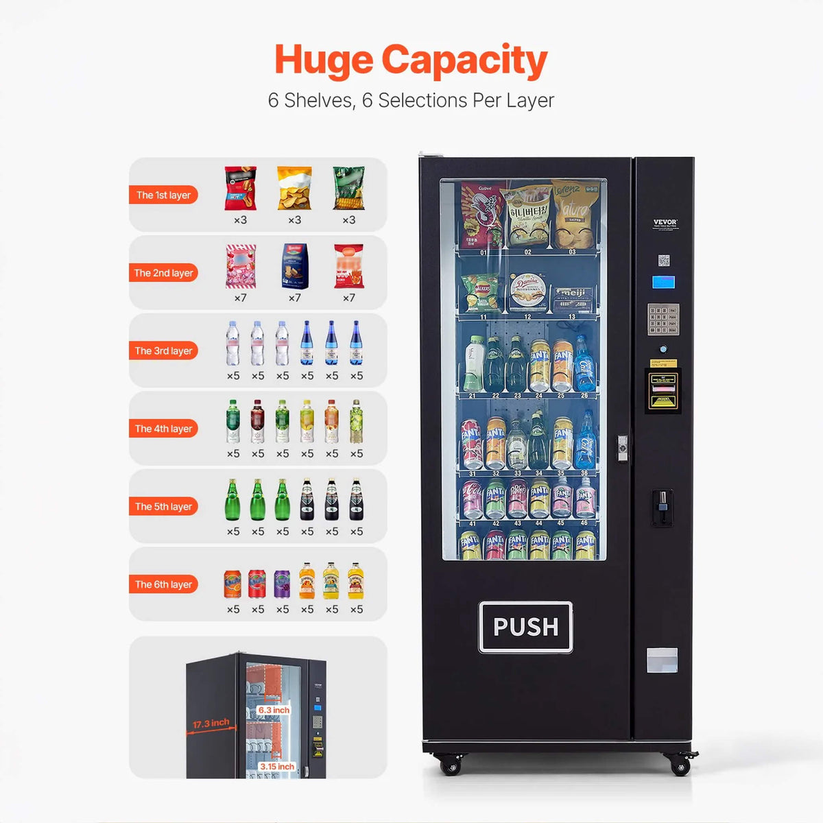 Premium 36-Slot Combo Vending Machine With ICT Bill And Coin Acceptor