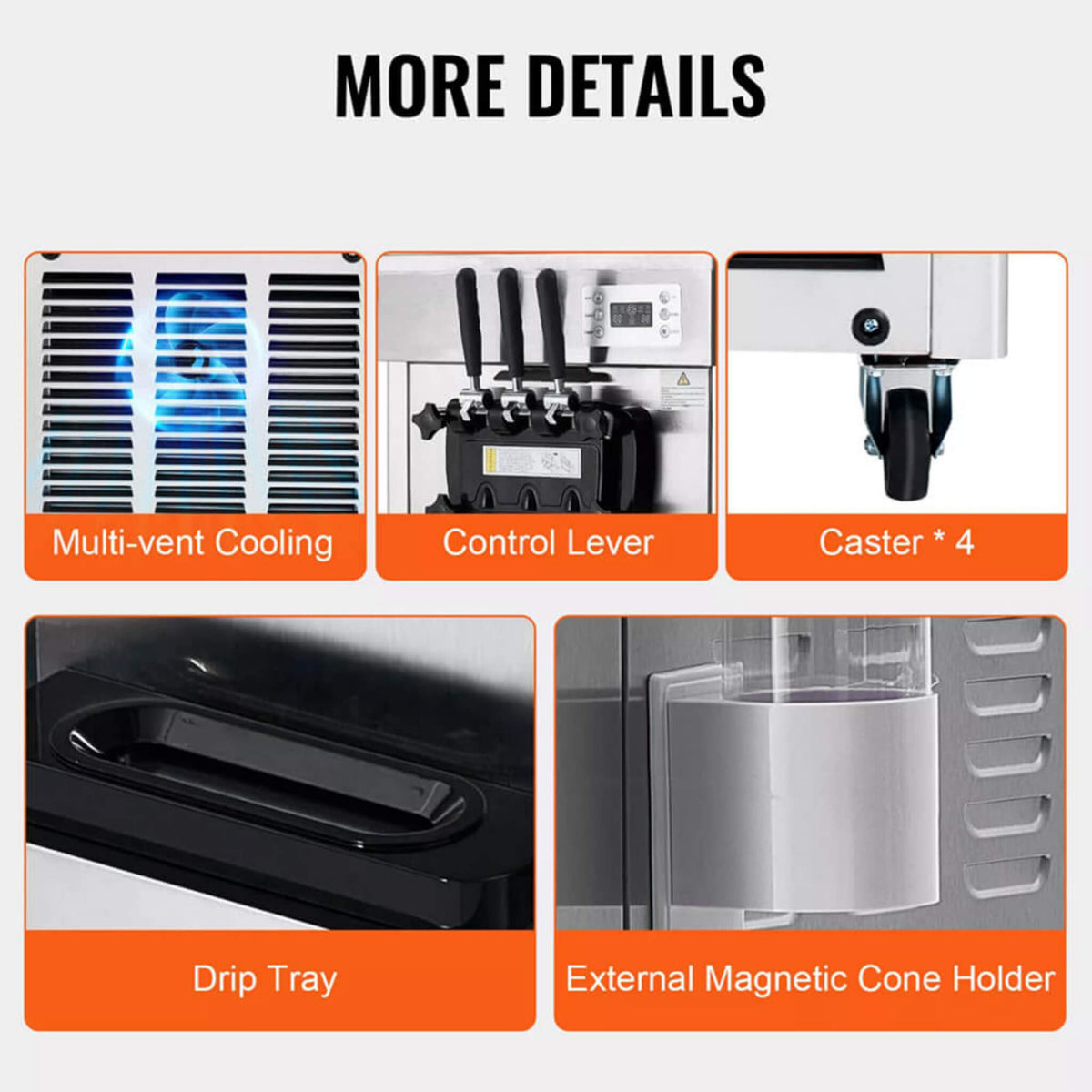 Premium Commercial 3-flavor Freestanding Soft Serve Ice Cream Machine Maker 21-31 L/H